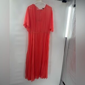 Banana Republic orange chiffon maxi pleated dress size XL